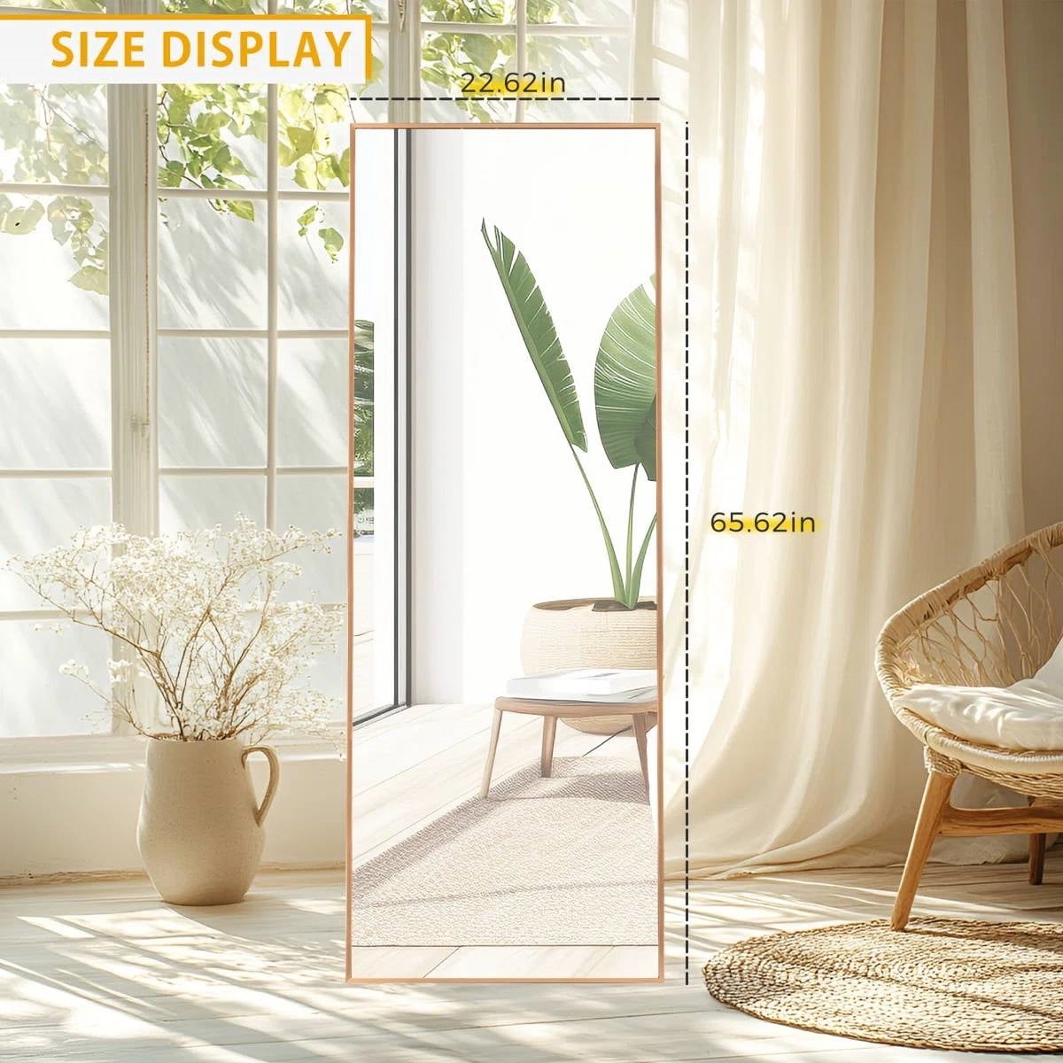 Set of 2 - Gold 65-inch Full Length Freestanding Floor Mirror with Stand LuxuryLifeWay Online Store