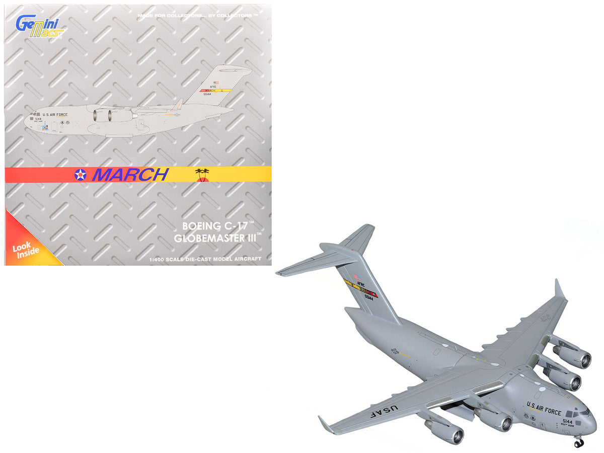 McDonnell Douglas C-17 Globemaster III Transport Aircraft "452nd AMW March ARB" United States Air Force "Gemini Macs" Series 1/400 Diecast Model Airplane by GeminiJets LuxuryLifeWay Online Store