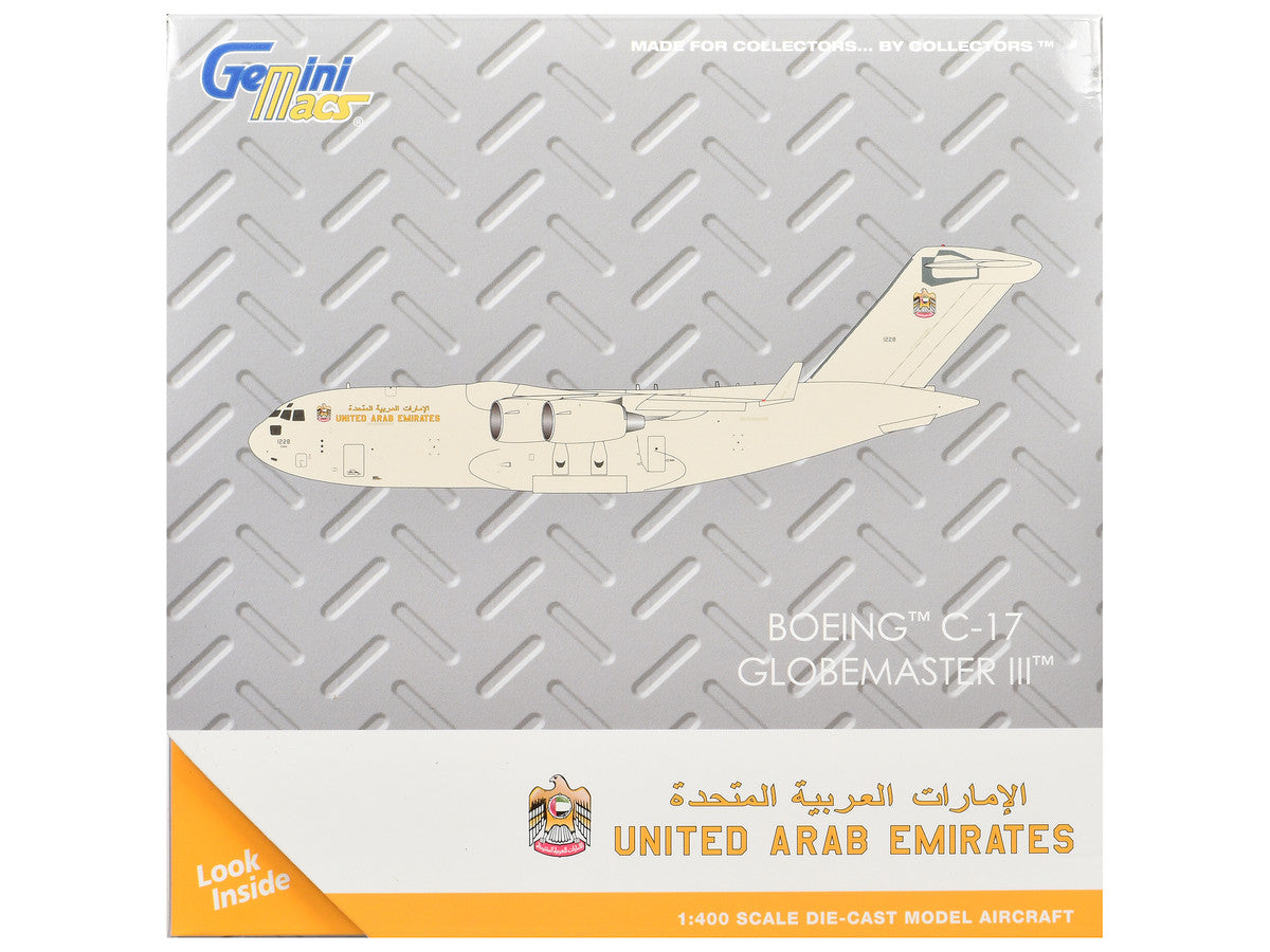 Boeing C-17 Globemaster III Transport Aircraft "United Arab Emirates Air Force" Beige "Gemini Macs" Series 1/400 Diecast Model Airplane by GeminiJets LuxuryLifeWay Online Store