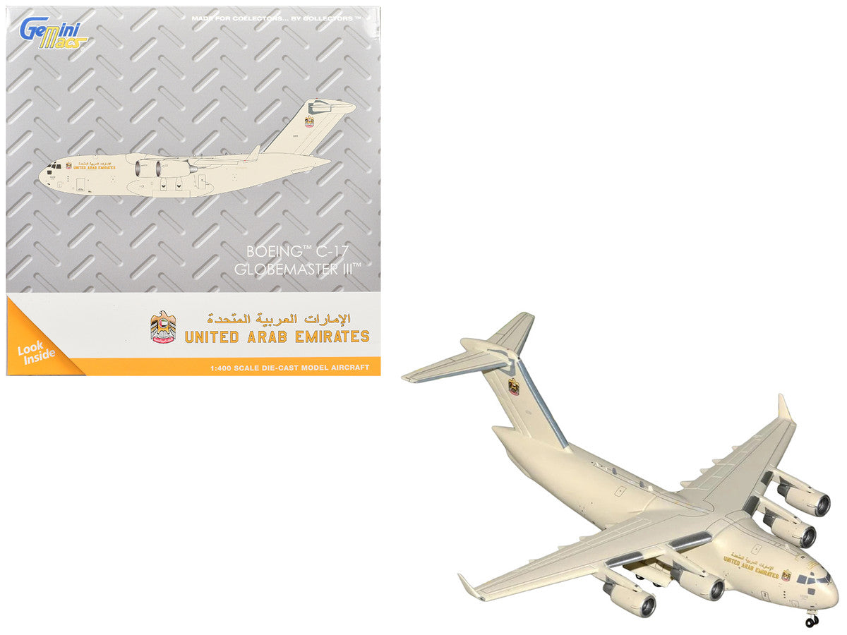Boeing C-17 Globemaster III Transport Aircraft "United Arab Emirates Air Force" Beige "Gemini Macs" Series 1/400 Diecast Model Airplane by GeminiJets LuxuryLifeWay Online Store