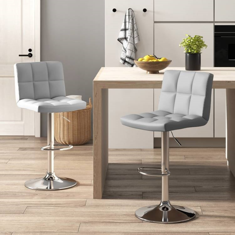 Set of 2 Modern Adjustable Height Barstools w/ Comfortable Grey PU Leather Seat LuxuryLifeWay Online Store