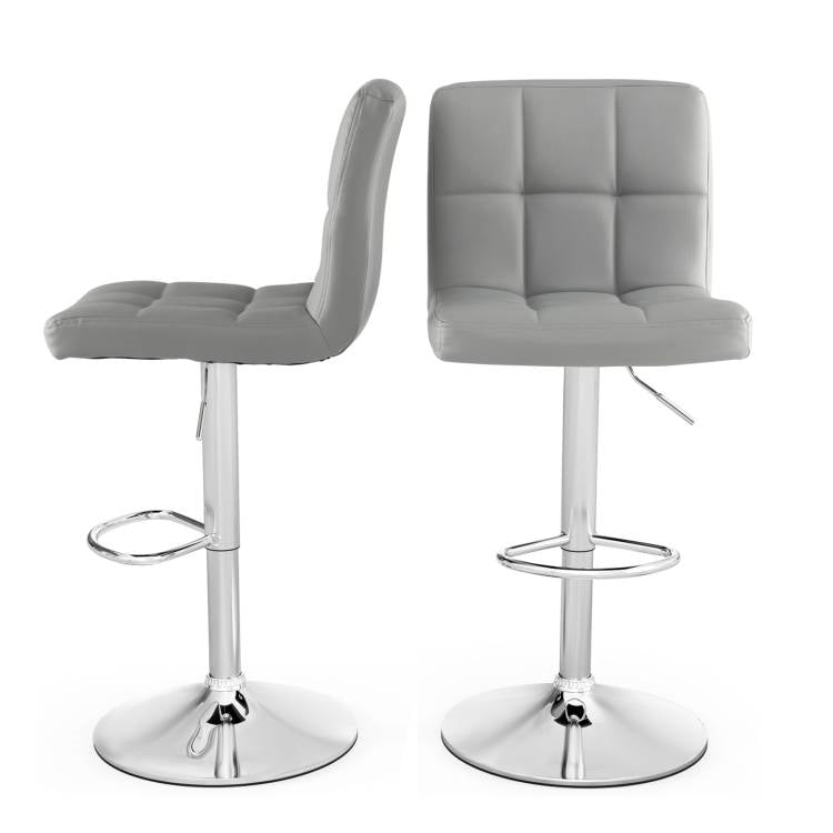 Set of 2 Modern Adjustable Height Barstools w/ Comfortable Grey PU Leather Seat LuxuryLifeWay Online Store
