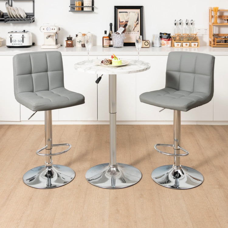 Set of 2 Modern Adjustable Height Barstools w/ Comfortable Grey PU Leather Seat LuxuryLifeWay Online Store