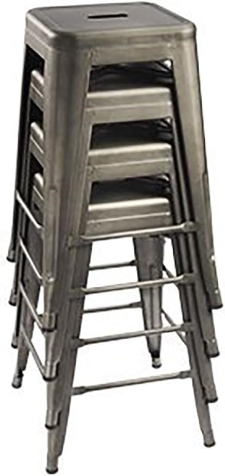 Set of 4 - 24-in. Indoor/Outdoor Backless Stacking Gunmetal Grey Metal Barstools LuxuryLifeWay Online Store