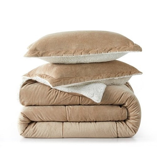 Queen Plush Microfiber Reversible Comforter Set in Gold LuxuryLifeWay Online Store
