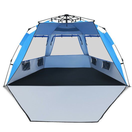 3-4 Person Easy Pop Up Beach Tent UPF 50+ Portable Sun Shelter-Orange