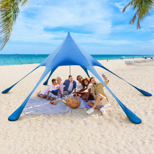 20 x 20 Feet Beach Canopy Tent with UPF50+ Sun Protection and Shovel-Blue LuxuryLifeWay Online Store