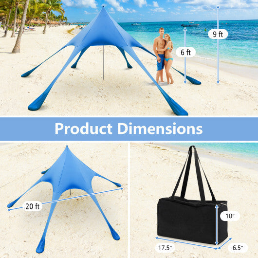 20 x 20 Feet Beach Canopy Tent with UPF50+ Sun Protection and Shovel-Blue LuxuryLifeWay Online Store