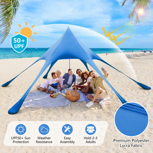 20 x 20 Feet Beach Canopy Tent with UPF50+ Sun Protection and Shovel-Blue LuxuryLifeWay Online Store