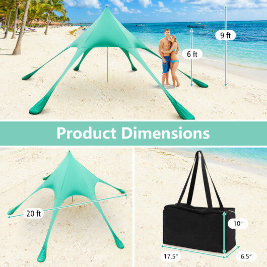 20 x 20 Feet Beach Canopy Tent with UPF50+ Sun Protection and Shovel-Blue LuxuryLifeWay Online Store
