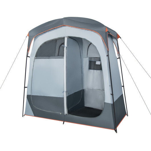 2 Rooms Oversize Privacy Shower Tent with Removable Rain Fly and Inside Pocket-Gray LuxuryLifeWay Online Store