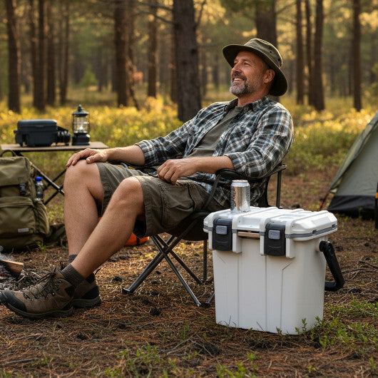 Ultra-Light Injection Molded Cooler 21 QT Hard Ice Chest-White