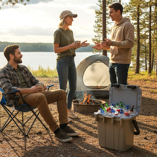 Ultra-Light Injection Molded Cooler 21 QT Hard Ice Chest-White