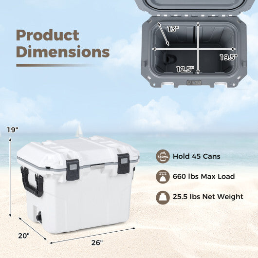 Ultra-Light Injection Molded Cooler 53 QT Hard Ice Chest-White LuxuryLifeWay Online Store