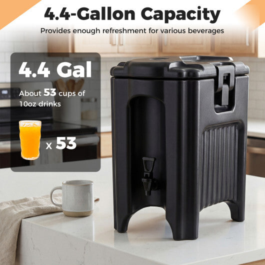 4.4 Gallons Insulated Beverage Dispenser with Handles and Drip-Proof Faucet-Black LuxuryLifeWay Online Store
