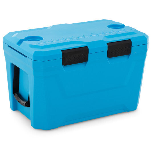 Insulated Portable Cooler Hard Shell Ice Chest with 2 Cup Holders Bottle Opener and Drain Plug-Blue LuxuryLifeWay Online Store