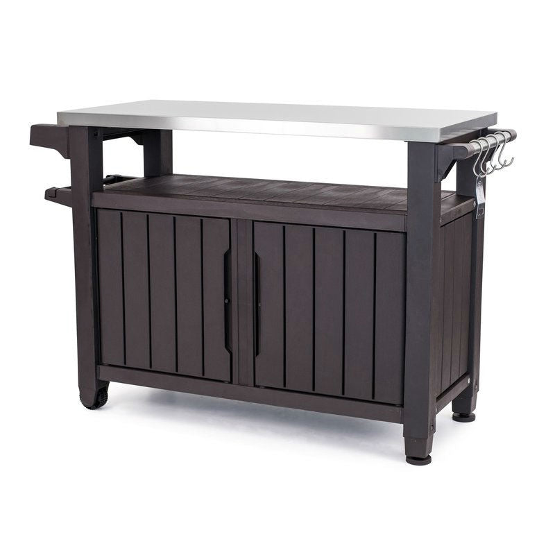 Outdoor Grill Party Caster Bar Serving Cart with Storage Dark Brown LuxuryLifeWay Online Store
