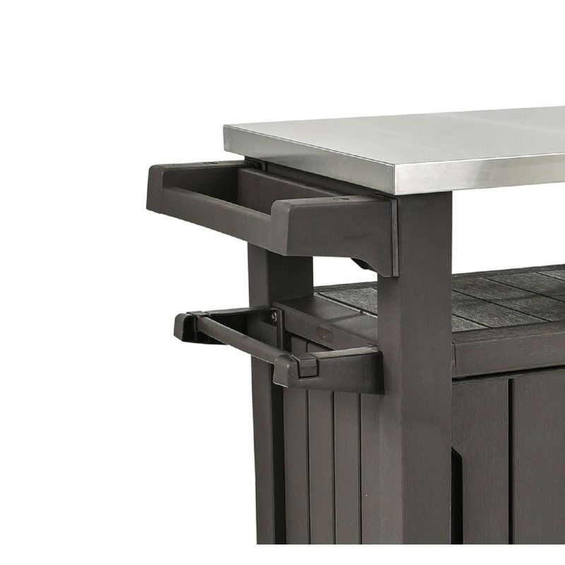 Outdoor Grill Party Caster Bar Serving Cart with Storage Dark Brown LuxuryLifeWay Online Store