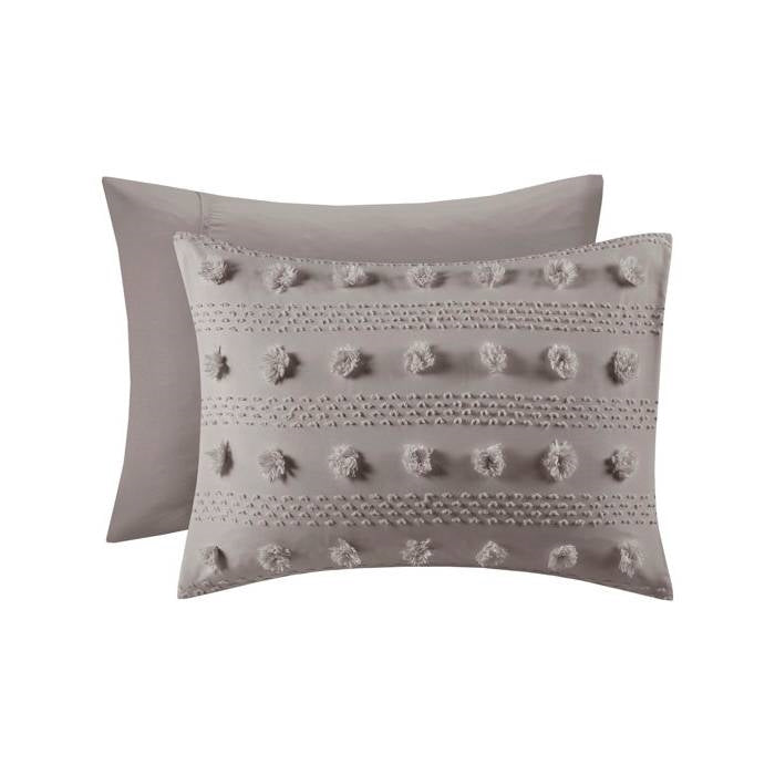 King/Cal King 3-Piece Grey Microfiber Comforter Set with Decorative Pompoms LuxuryLifeWay Online Store