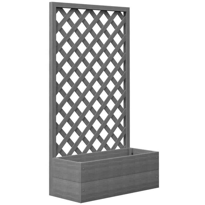 Outdoor Raised Garden Bed Planter Box with Lattice Trellis in Grey Wood Finish LuxuryLifeWay Online Store