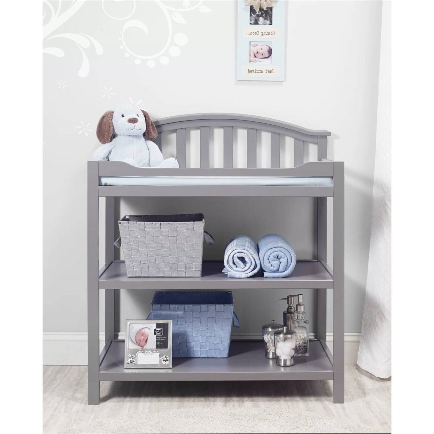 SF Home Baby Toddler Changing Table in Grey Wood Finish with Changing Pad LuxuryLifeWay Online Store