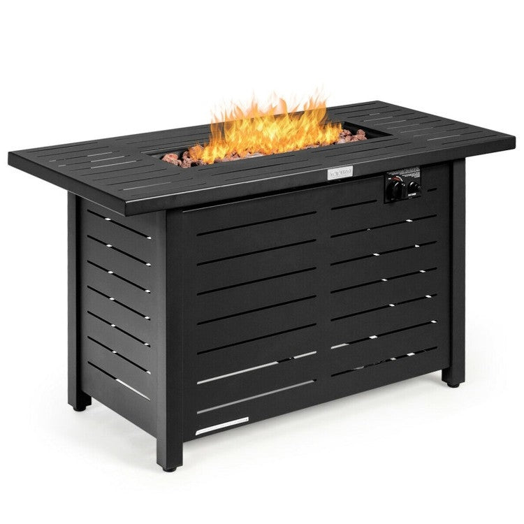 60,000 BTU Brown Rectangular Portable LP Gas Propane Fire Pit Table LuxuryLifeWay Online Store