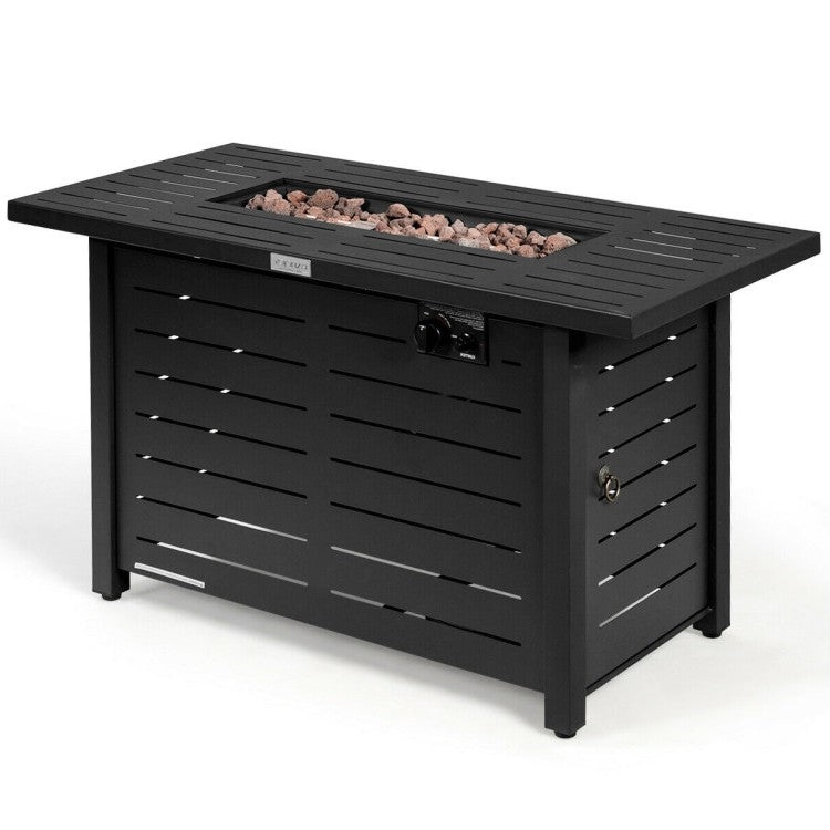 60,000 BTU Brown Rectangular Portable LP Gas Propane Fire Pit Table LuxuryLifeWay Online Store