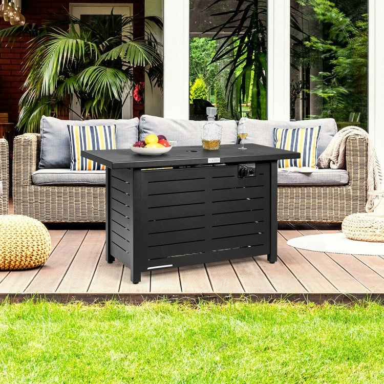 60,000 BTU Brown Rectangular Portable LP Gas Propane Fire Pit Table LuxuryLifeWay Online Store