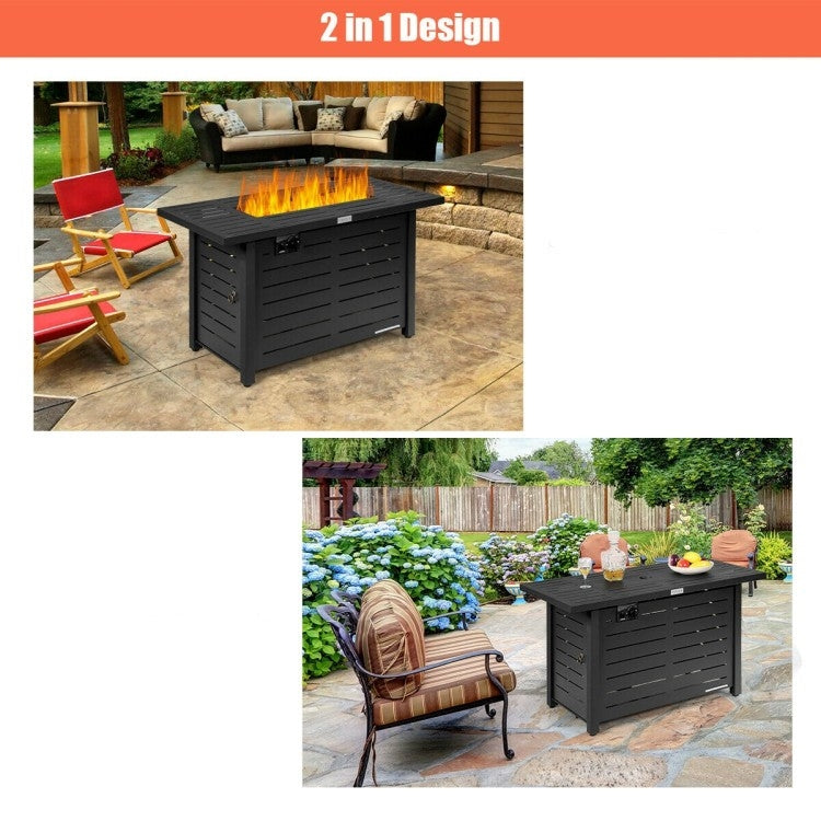 60,000 BTU Brown Rectangular Portable LP Gas Propane Fire Pit Table LuxuryLifeWay Online Store
