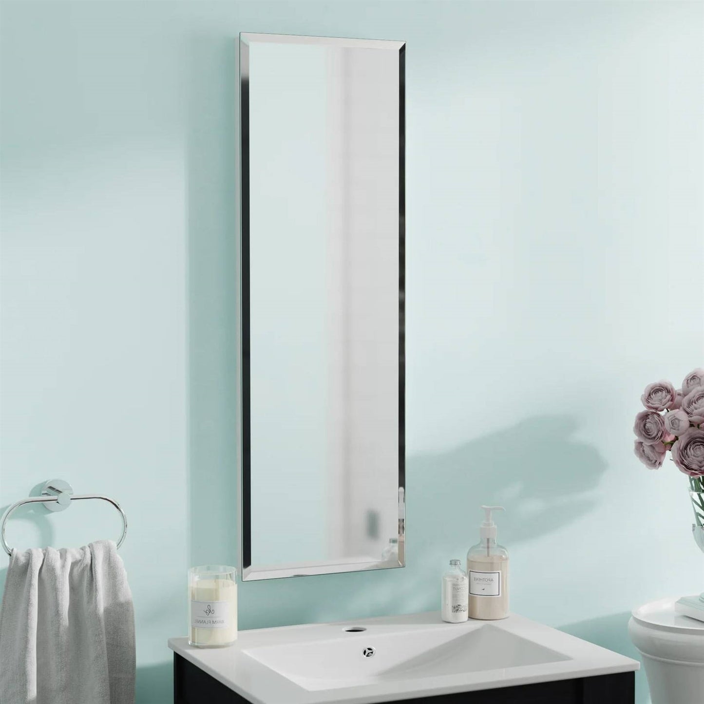 Narrow Bathroom Medicine Cabinet Frameless Mirror 12 x 36 inch LuxuryLifeWay Online Store
