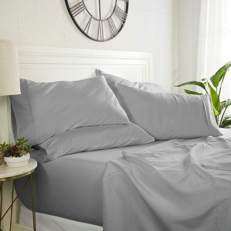 Full size Grey 6 Piece Wrinkle Resistant Microfiber Polyester Sheet Set LuxuryLifeWay Online Store