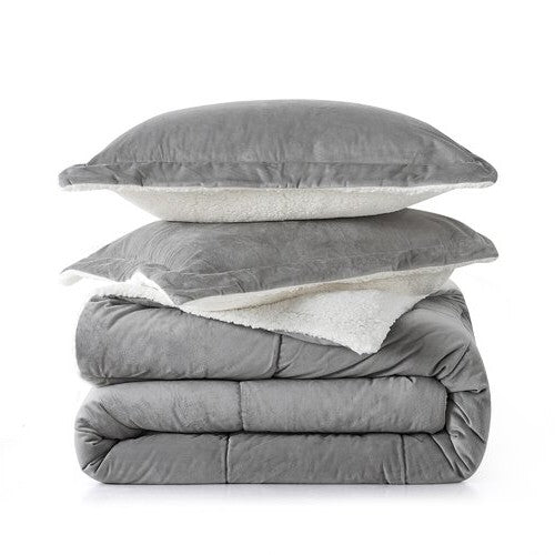 King Plush Microfiber Reversible Comforter Set in Grey LuxuryLifeWay Online Store