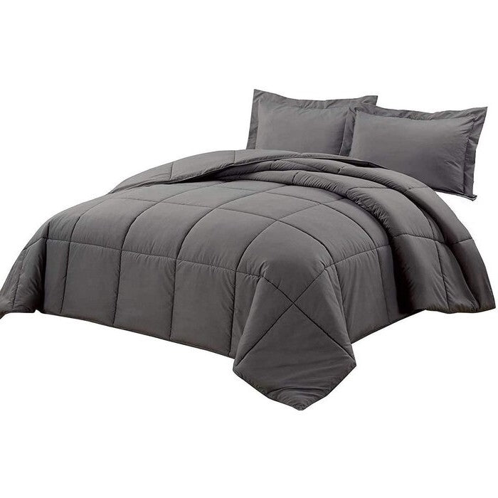 King Size Reversible Microfiber Down Alternative Comforter Set in Grey LuxuryLifeWay Online Store
