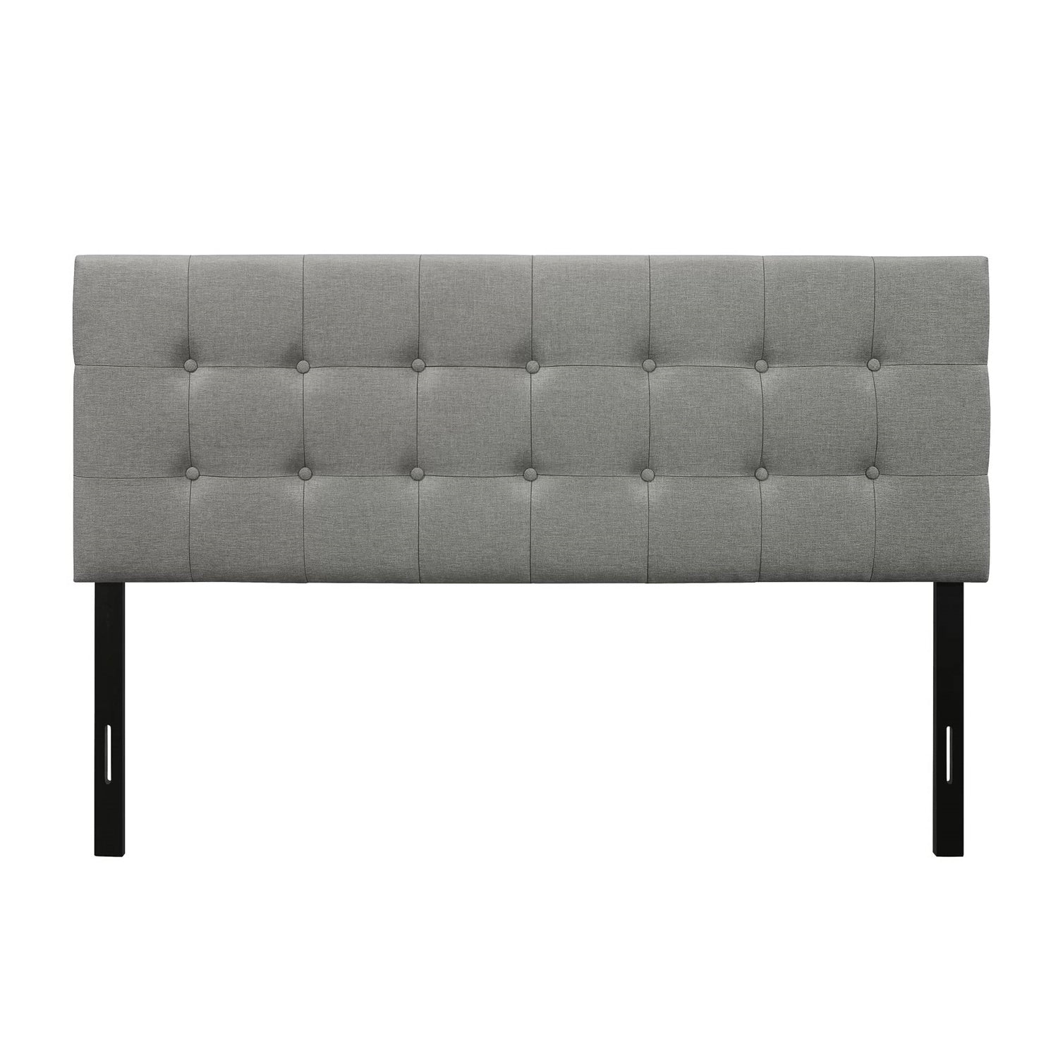 King size Mid-Century Style Button-Tufted Headboard in Grey Upholstered Fabric LuxuryLifeWay Online Store