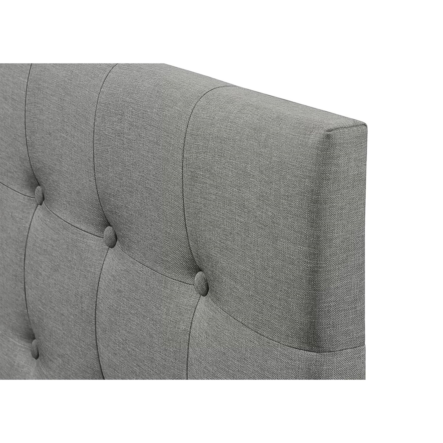 King size Mid-Century Style Button-Tufted Headboard in Grey Upholstered Fabric LuxuryLifeWay Online Store