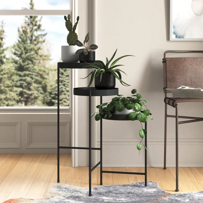 Modern Dark Grey Metal 3-Tier Flower Pot Plant Stand LuxuryLifeWay Online Store