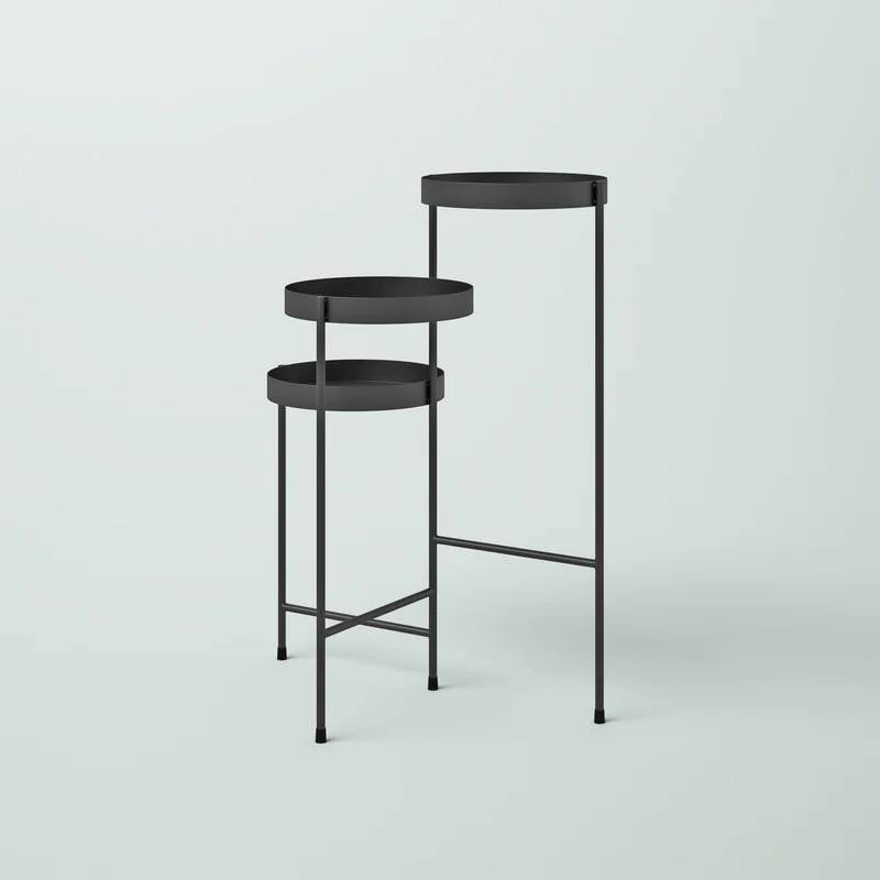 Modern Dark Grey Metal 3-Tier Flower Pot Plant Stand LuxuryLifeWay Online Store