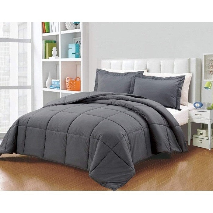 Queen Size Reversible Microfiber Down Alternative Comforter Set in Grey LuxuryLifeWay Online Store