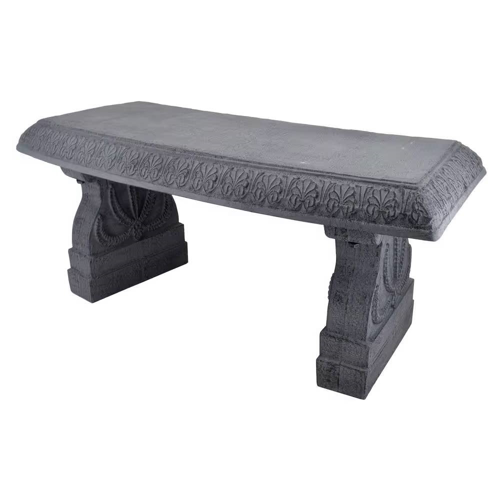 Outdoor Fiber-Clay Garden Bench in Grey Stone Finish LuxuryLifeWay Online Store