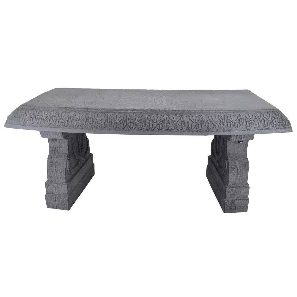 Outdoor Fiber-Clay Garden Bench in Grey Stone Finish LuxuryLifeWay Online Store