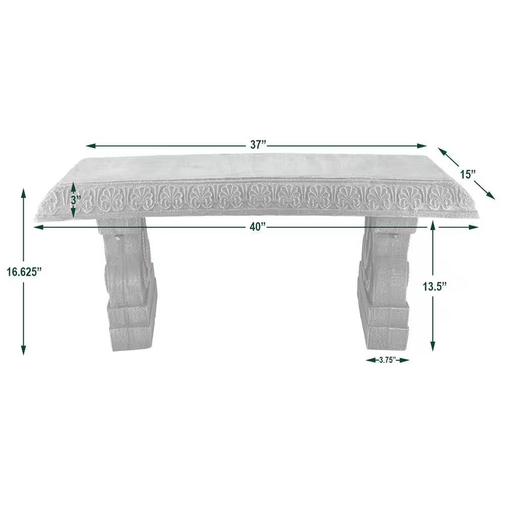 Outdoor Fiber-Clay Garden Bench in Grey Stone Finish LuxuryLifeWay Online Store