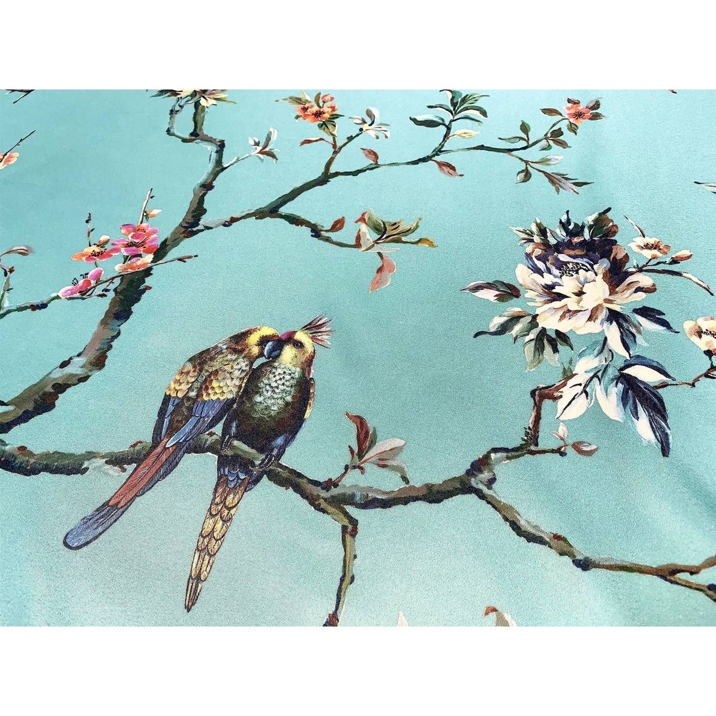 72-in. Teal Blue Green Floral Tree Bird Butterfly Japanese Style Shower Curtain LuxuryLifeWay Online Store