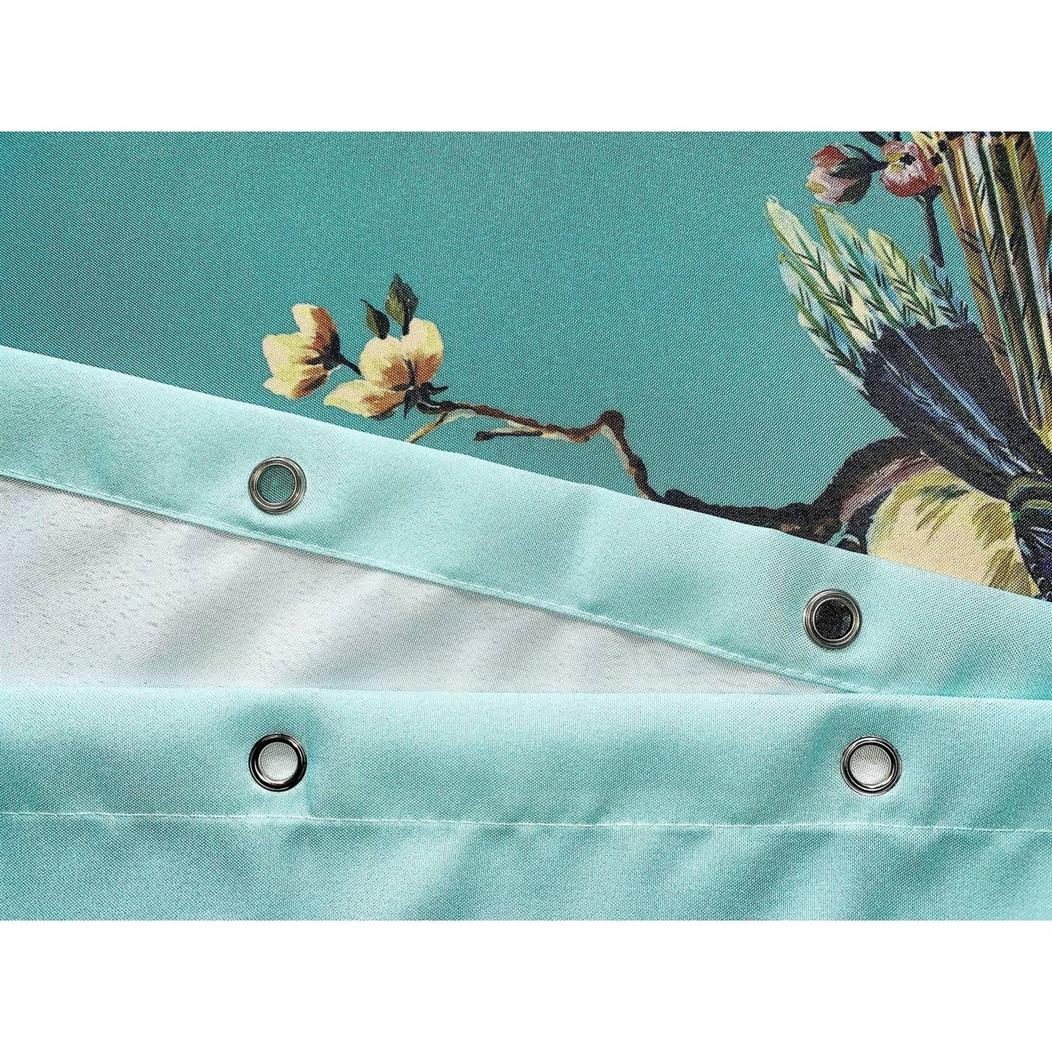 72-in. Teal Blue Green Floral Tree Bird Butterfly Japanese Style Shower Curtain LuxuryLifeWay Online Store
