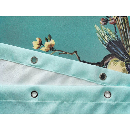 72-in. Teal Blue Green Floral Tree Bird Butterfly Japanese Style Shower Curtain LuxuryLifeWay Online Store