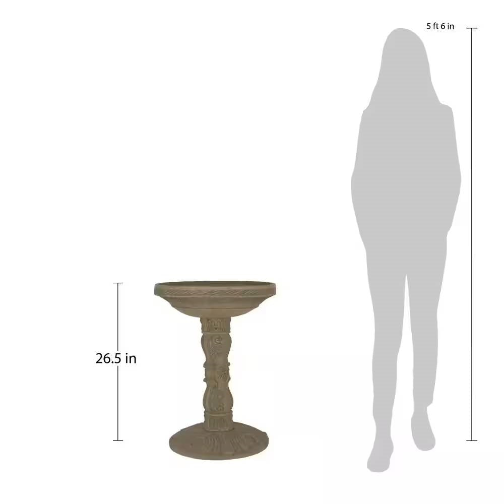 Outdoor Fiberglass Bird Bath in Aged Granite Stone Finish LuxuryLifeWay Online Store