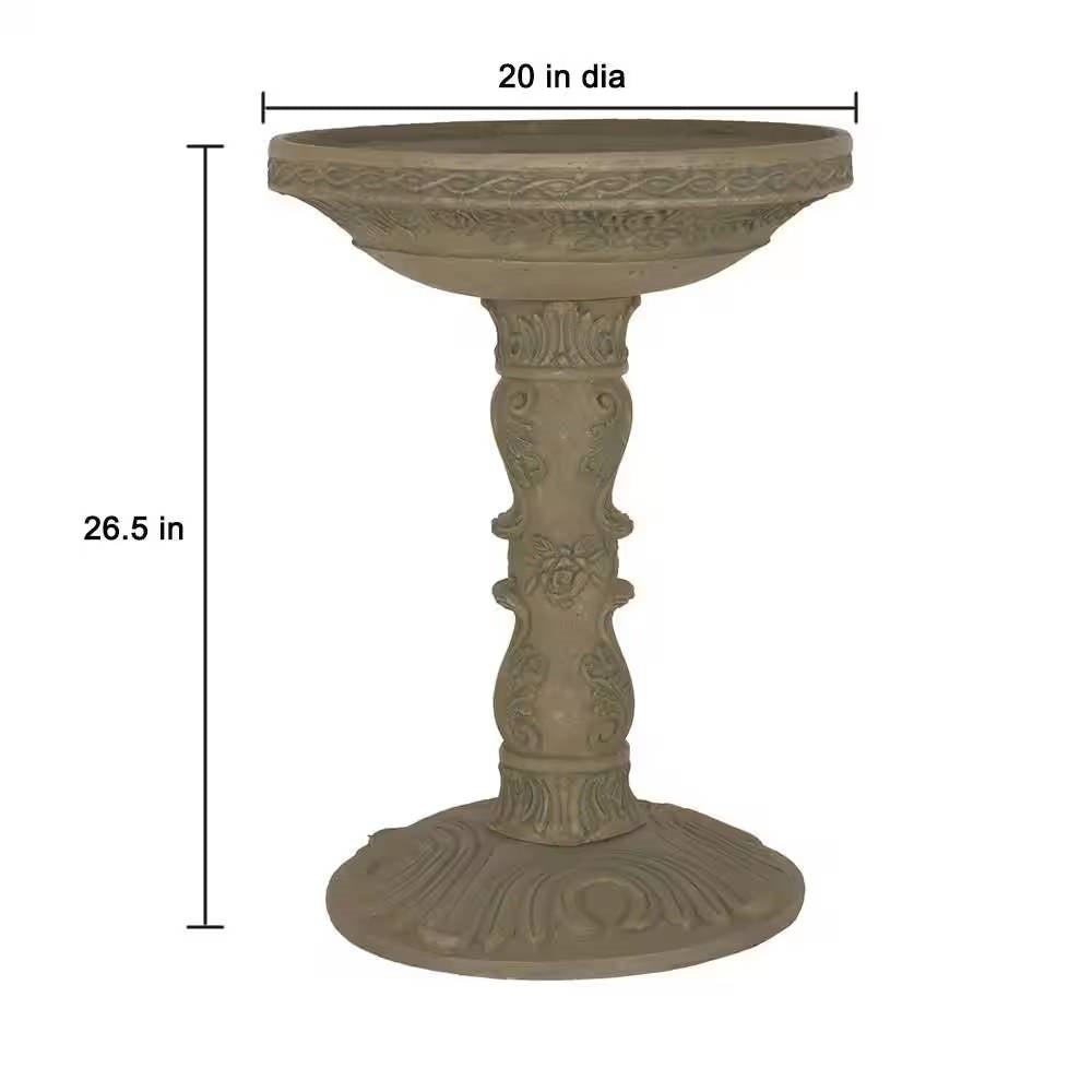 Outdoor Fiberglass Bird Bath in Aged Granite Stone Finish LuxuryLifeWay Online Store