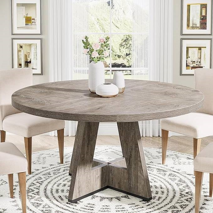 Modern Kitchen 4-Person Circular Dining Table in Grey Wood Finish LuxuryLifeWay Online Store