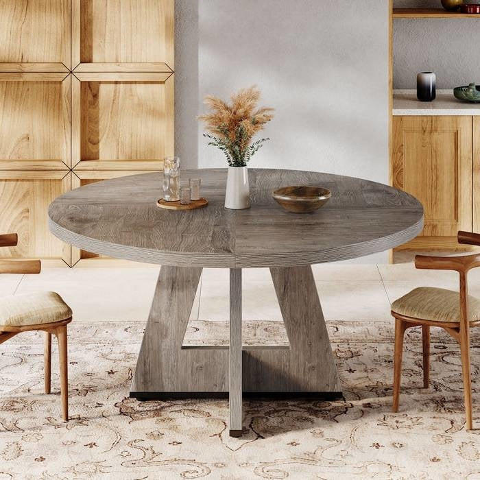 Modern Kitchen 4-Person Circular Dining Table in Grey Wood Finish LuxuryLifeWay Online Store