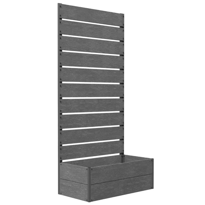 Outdoor Garden Raised Bed Planter with Slatted Fence Trellis in Grey Wood Finish LuxuryLifeWay Online Store