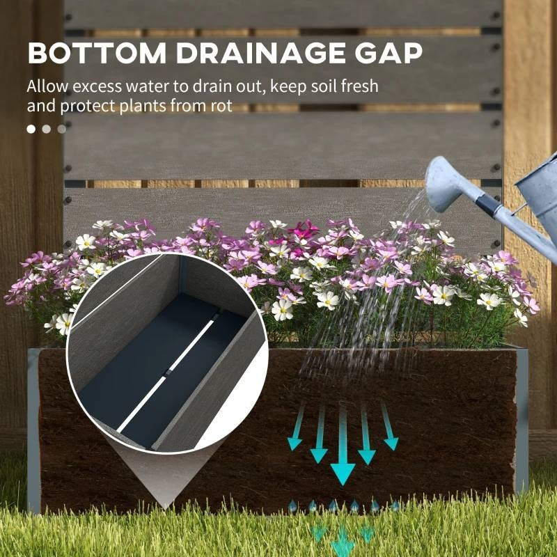 Outdoor Garden Raised Bed Planter with Slatted Fence Trellis in Grey Wood Finish LuxuryLifeWay Online Store